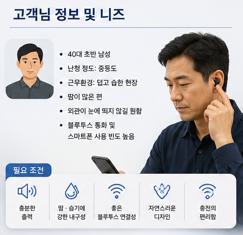 포낙 비르토 인피니오 R 착용 사례｜땀, 블루투스, 디자인까지 고려한 귓속형보청기 선택