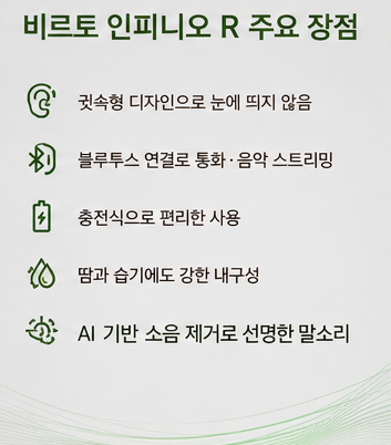 포낙 비르토 인피니오 R 착용 사례｜땀, 블루투스, 디자인까지 고려한 귓속형보청기 선택