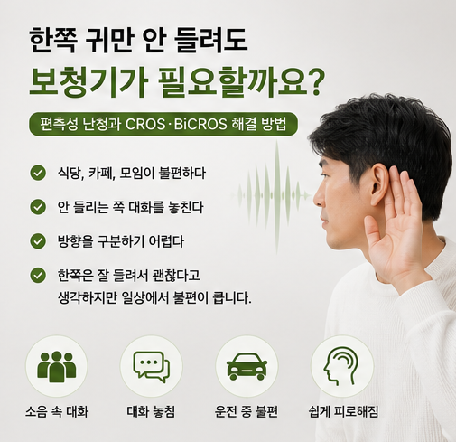 한쪽 귀만 안 들려도 보청기가 필요할까요? 편측성난청 크로스 보청기는 무엇일까요?