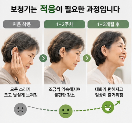 보청기 착용 후 왜 잡음이 들릴까요? 안경과 다른 보청기 적응 과정