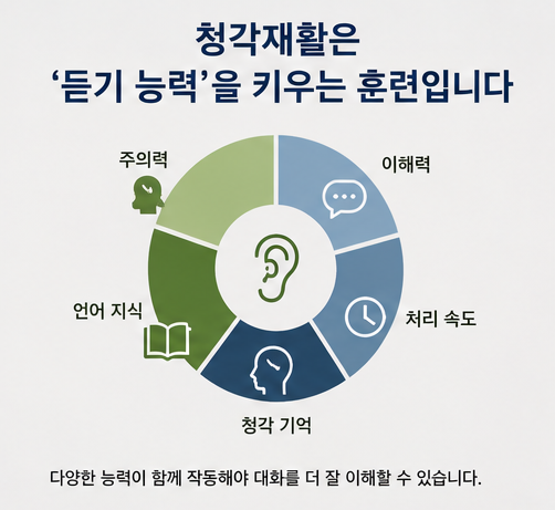 보청기만 착용하면 소음 속 대화가 바로 좋아질까요? +청각재활!