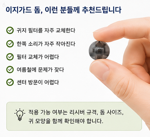 포낙 이지가드 돔, 보청기 소리 안 나는 게 대부분 귀지 문제다?