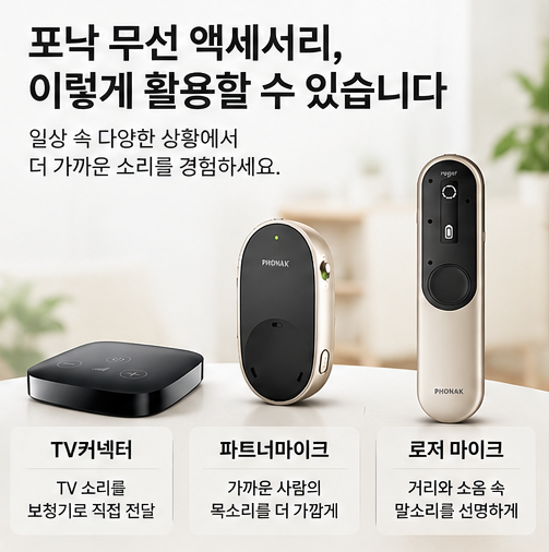 포낙보청기 TV가 잘 들리는 방법? 포낙 TV커넥터와 무선 액세서리 활용법
