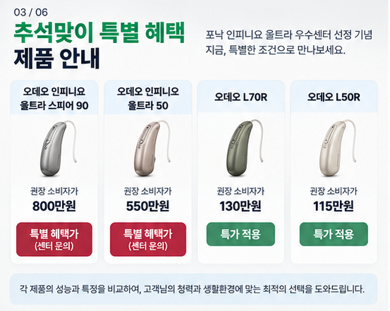 추석맞이 안양 포낙보청기 인피니오 울트라 특별가격 혜택 및 운영안내!